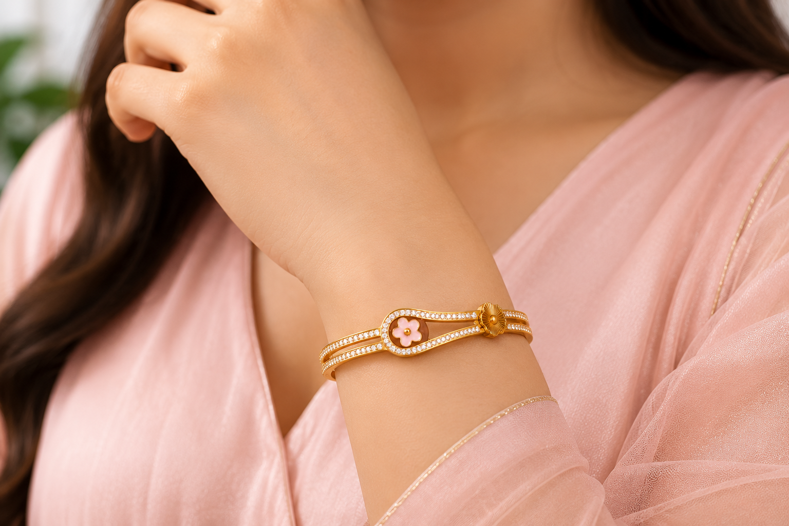 Gold Floral CZ Bracelet