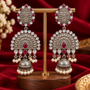 Ruby Stone Pearl Jhumka